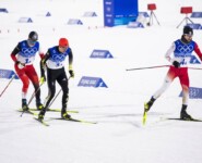Taktikrennen zwischen Martin Fritz (AUT), Vinzenz Geiger (GER), Ryota Yamamoto (JPN), (l-r).