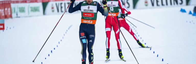 Johannes Rydzek freut sich über Platz 5.