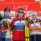 Das Podium: Vinzenz Geiger (GER), Jarl Magnus Riiber (NOR), Johannes Lamparter (AUT), (l-r).