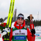 Endlich geschafft: Jarl Magnus Riiber gewinnt in Lahti.