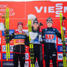 Das Podium: Johannes Lamparter (AUT), Jarl Magnus Riiber (NOR), Jens Luraas Oftebro (NOR), (l-r)