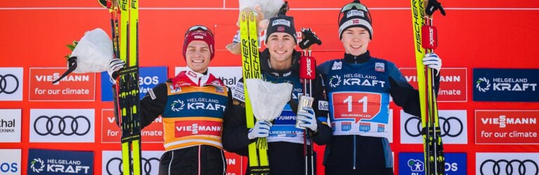 Das Podium: Johannes Lamparter (AUT), Jarl Magnus Riiber (NOR), Jens Luraas Oftebro (NOR), (l-r)