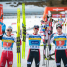 Die Sieger: Mario Seidl (AUT), Jarl Magnus Riiber (NOR), Jens Luraas Oftebro (NOR), (l-r)