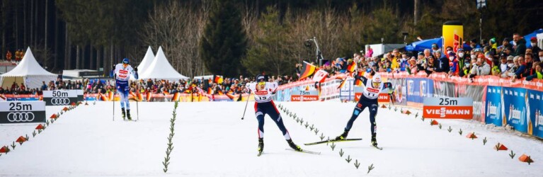 Zielsprint zwischen Joergen Graabak und Vinzenz Geiger, mit dem besseren Ende für den Norweger.