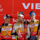 Die Top 3 der Herren: Johannes Lamparter (AUT), Jarl Magnus Riiber (NOR), Vinzenz Geiger (GER), (l-r)