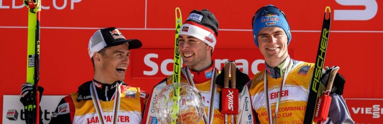 Die Top 3 der Herren: Johannes Lamparter (AUT), Jarl Magnus Riiber (NOR), Vinzenz Geiger (GER), (l-r)