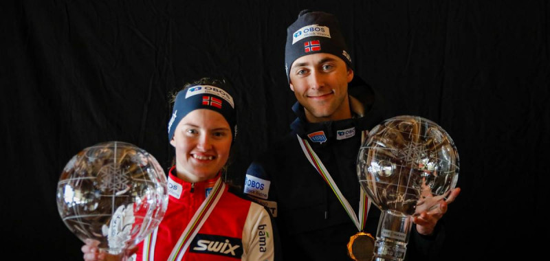 Die Gesamtsieger aus Norwegen: Gyda Westvold Hansen und Jarl Magnus Riiber.
