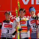 Das Tagespodium: Johannes Lamparter (AUT), Jarl Magnus Riiber (NOR), Vinzenz Geiger (GER), (l-r)