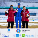 Die Medaillengewinnerinnen im Einzel: Lisa Hirner (AUT), Annika Sieff (ITA), Annalena Slamik (AUT) (l-r)