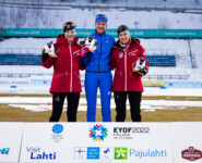 Die Medaillengewinnerinnen im Einzel: Lisa Hirner (AUT), Annika Sieff (ITA), Annalena Slamik (AUT) (l-r)