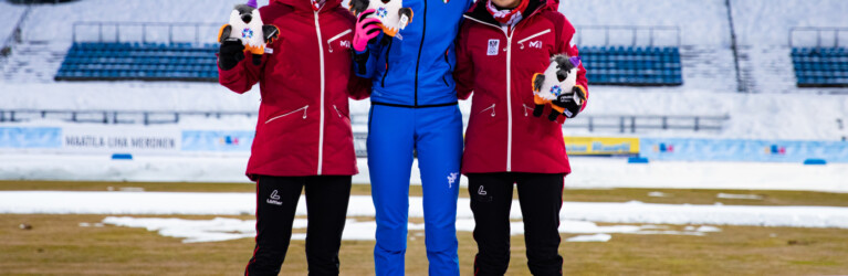 Die Medaillengewinnerinnen im Einzel: Lisa Hirner (AUT), Annika Sieff (ITA), Annalena Slamik (AUT) (l-r)