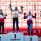 Das Podium bei den Damen: Haruka Kasai (JPN), Annika Sieff (ITA), Nathalie Armbruster (GER). Jenny Nowak (r) wird Vierte.