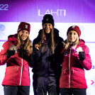 Die Medaillengewinnerinnen im Einzel: Lisa Hirner (AUT), Annika Sieff (ITA), Annalena Slamik (AUT) (l-r)