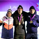 Die Medaillengewinner im Einzel der Jungen: Jiri Konvalinka (CZE), Eidar Johan Stroem (NOR), Marco Heinis (FRA)