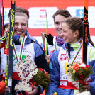 Das siegreiche deutsche Mixed Team: Jenny Nowak und Nathalie Armbruster (vorne, l-r), hinten Simon Mach (verdeckt) und Tristan Sommerfeldt