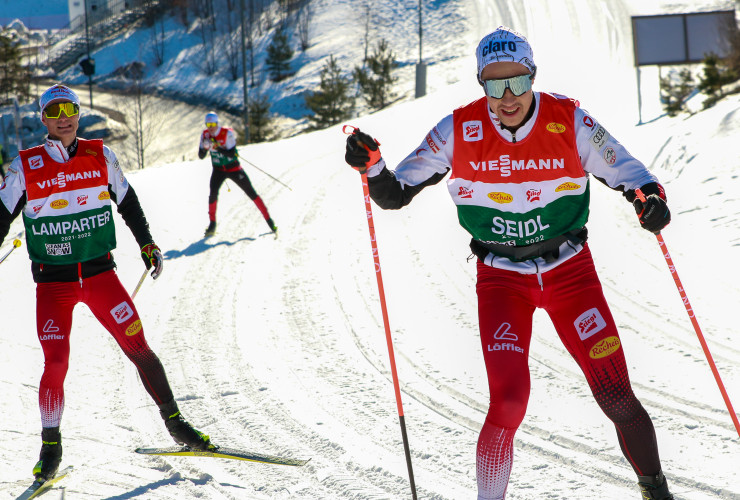 Österreichische Laufgruppe im Training: Johannes Lamparter (AUT), Mario Seidl (AUT), (l-r).