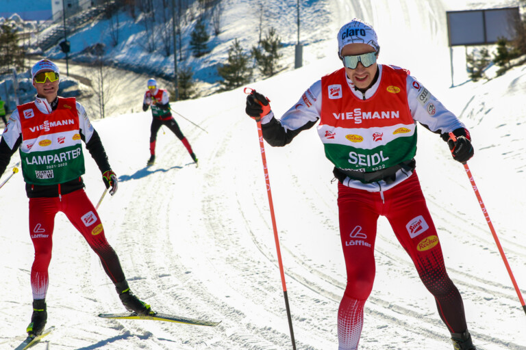 Österreichische Laufgruppe im Training: Johannes Lamparter (AUT), Mario Seidl (AUT), (l-r).