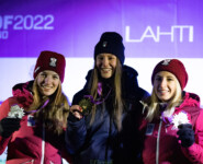 Die Medaillengewinnerinnen im Einzel: Lisa Hirner (AUT), Annika Sieff (ITA), Annalena Slamik (AUT) (l-r)