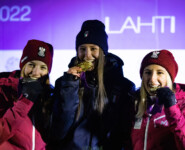 Die Medaillengewinnerinnen im Einzel: Lisa Hirner (AUT), Annika Sieff (ITA), Annalena Slamik (AUT) (l-r)