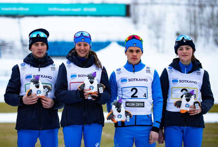 Das italienische Mixed Team: Stefano Radovan, Annika Sieff, Iacopo Bortolas, Greta Pinzani (l-r)