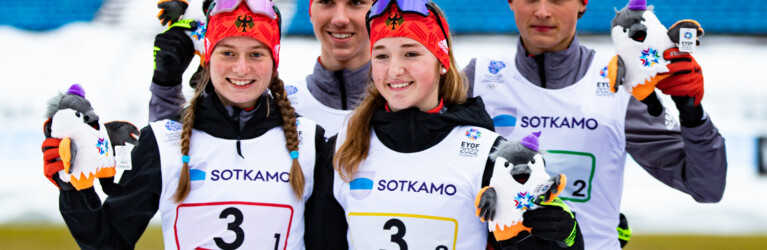 Silbermedaillengewinner Deutschland: Cindy Haasch, Tristan Sommerfeldt, Magdalena Burger, Benedikt Graebert (l-r)