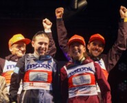 So sehen Sieger aus: Julian Schmid (GER), Jenny Nowak (GER), Nathalie Armbruster (GER), Johannes Rydzek (GER), (l-r).