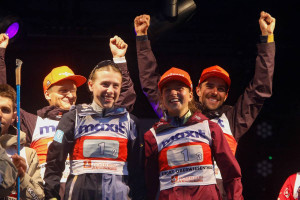 So sehen Sieger aus: Julian Schmid (GER), Jenny Nowak (GER), Nathalie Armbruster (GER), Johannes Rydzek (GER), (l-r).