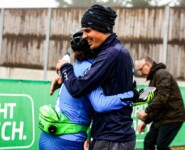 Freude im italienischen Team: Daniela Dejori (ITA), Samuel Costa (ITA), (l-r).