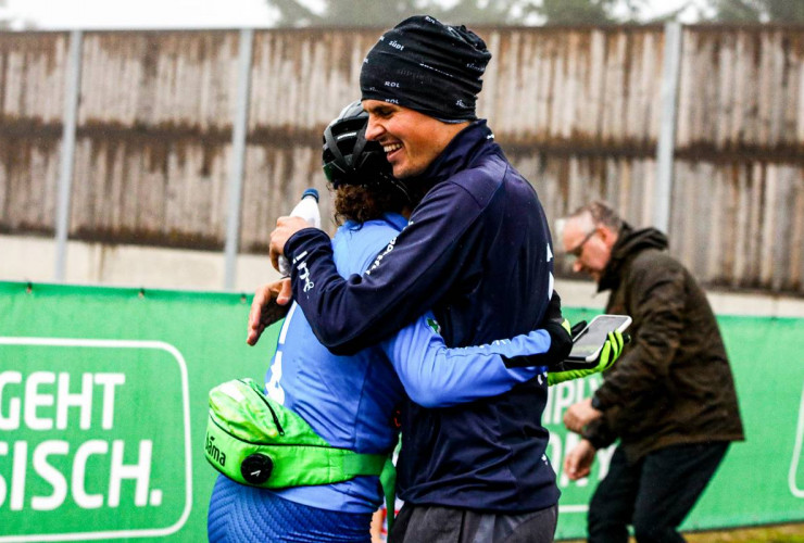 Freude im italienischen Team: Daniela Dejori (ITA), Samuel Costa (ITA), (l-r).