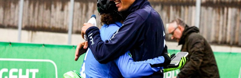 Freude im italienischen Team: Daniela Dejori (ITA), Samuel Costa (ITA), (l-r).