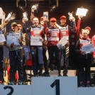 Das Podium: Samuel Costa (ITA), Annika Sieff (ITA), Daniela Dejori (ITA), Domenico Mariotti (ITA), Jenny Nowak (GER), Julian Schmid (GER), Nathalie Armbruster (GER), Johannes Rydzek (GER), Lisa Hirner (AUT), Martin Fritz (AUT), Philipp Orter (AUT), Annalena Slamik (AUT), (l-r).