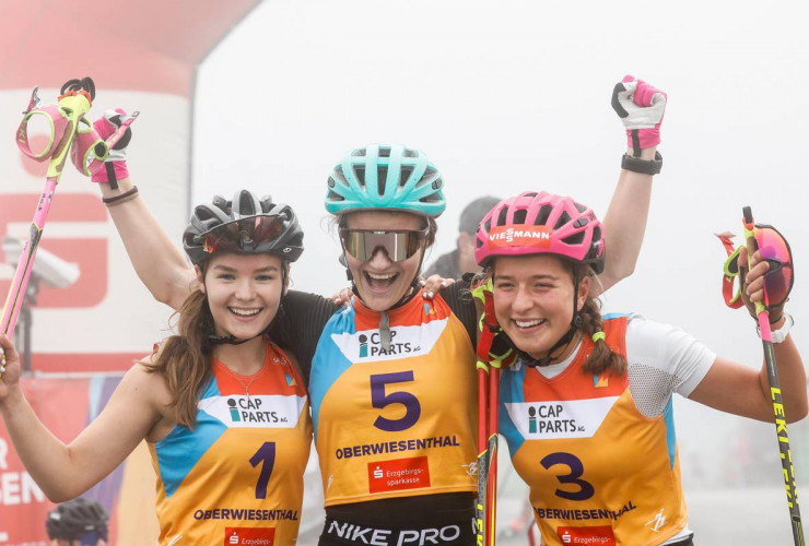 Die Siegerinnen bei den Damen: Minja Korhonen (FIN), Ema Volavsek (SLO), Nathalie Armbruster (GER)(l-r).