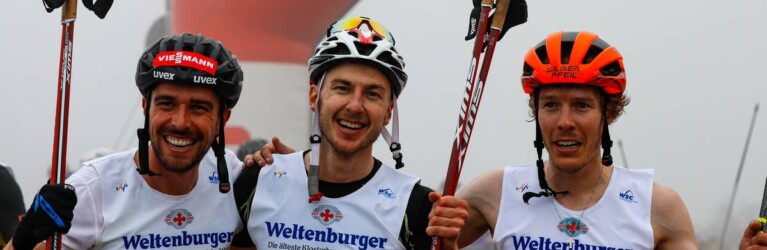 Die Sieger bei den Herren: Johannes Rydzek (GER), Ilkka Herola (FIN), Franz-Josef Rehrl (AUT), (l-r)