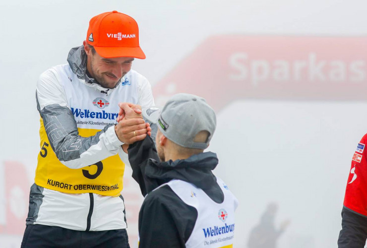 Respekt zwischen zwei großen Sportlern: Johannes Rydzek (GER), Ilkka Herola (FIN), (l-r).