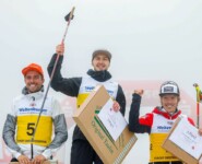 Die Sieger bei den Herren: Johannes Rydzek (GER), Ilkka Herola (FIN), Franz-Josef Rehrl (AUT), (l-r)