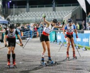 Foto-Finish um Platz neun zwischen Sliva Verbic (SLO) und Maria Gerboth (GER), Veronica Gianmoena (ITA), (l-r).