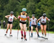 Die Verfolgerinnen: Minja Korhonen (FIN), Ema Volavsek (SLO), Lena Brocard (FRA), Daniela Dejori (ITA), (l-r)