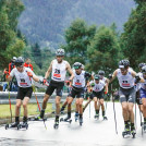 Ein großes Verfolgerfeld: Stefan Rettenegger (AUT), Eero Hirvonen (FIN), Fabian Riessle (GER), Joergen Graabak (NOR), Samuel Costa (ITA), (l-r)