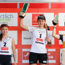 Die Tagessiegerinnen in Tschagguns: Minja Korhonen (FIN), Gyda Westvold Hansen (NOR), Ema Volavsek (SLO)