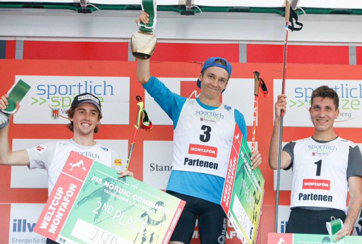 Die Tagessieger in Tschagguns: Stefan Rettenegger (AUT), Eero Hirvonen (FIN), Laurent Muhlethaler (FRA)