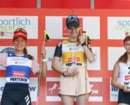 Die drei Siegerinnen der Gesamtwertung: Nathalie Armbruster (GER), Ema Volavsek (SLO), Minja Korhonen (FIN), (l-r)