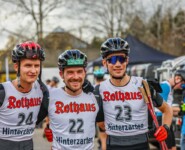 Strahlende Sieger: Julian Schmid (GER), Fabian Riessle (GER), Jakob Lange (GER), (l-r)