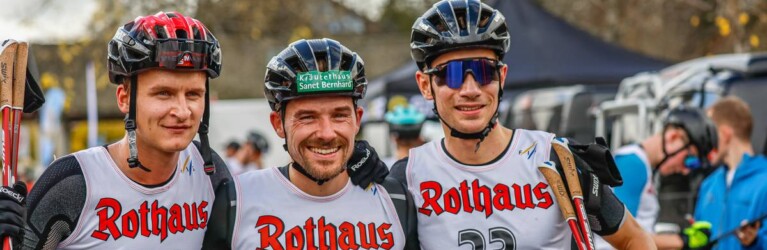 Strahlende Sieger: Julian Schmid (GER), Fabian Riessle (GER), Jakob Lange (GER), (l-r)