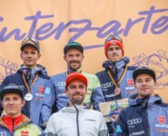 Die Sieger bei den Herren: Jakob Lange (GER), Fabian Riessle (GER), Julian Schmid (GER), Manuel Faisst (GER), Johannes Rydzek (GER), (l-r)
