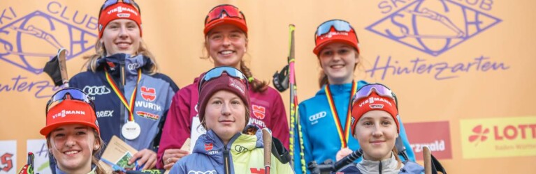Die Top 6 der Damenwertung: Jenny Nowak (GER), Nathalie Armbuster (GER), Anne Haeckel (GER), Cindy Haasch (GER), Ronja Loh (GER), Trine Goepfert (GER), (l-r)