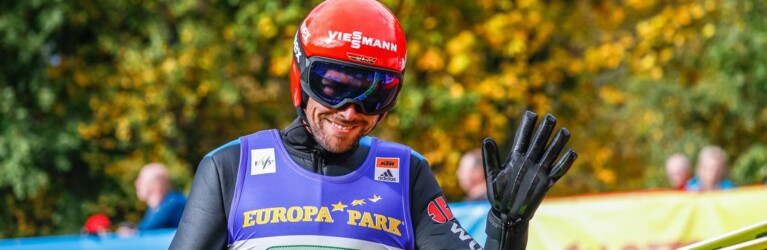 Johannes Rydzek (GER) freute sich über seinen Sprung.