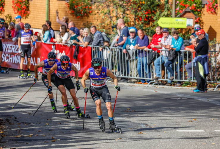 Das Verfolgertrio: Fabian Riessle (GER), Johannes Rydzek (GER), Terence Weber (GER)