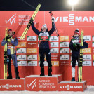 Das Podium vom zweiten Tag: Julian Schmid (GER), Jarl Magnus Riiber (NOR), Jens Luraas Oftebro (NOR), (l-r).