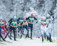 Julian Schmid (GER), Johannes Rydzek (GER), beim Massenstartrennen