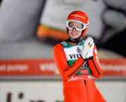 Eric Frenzel (GER) haderte etwas mit seinem Sprung.